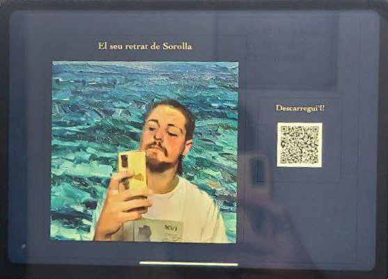 Application with a user’s portrait and the download QR code.